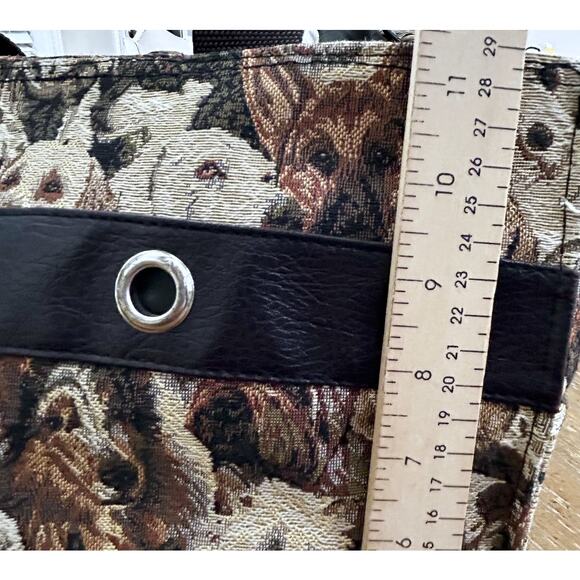 Vintage Puppy Dog Print Tapestry Tote Bag Large Carryall Novelty Y2K - Picture 9 of 10